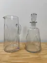 Pichet et carafe en verre ciselé 